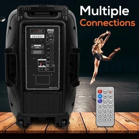 Pyle 1200W Bluetooth PA Speaker Rechargeable w/ Wireless Mic & USB Interface - Image 2 of 4