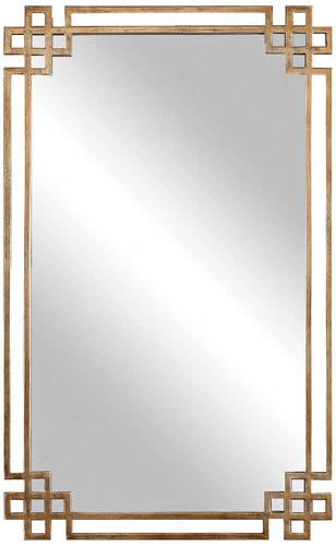 Rectangular Vanity Accent Wall Mirror Plated Gold Frame 23" Wide for Bathroom - Picture 2 of 4