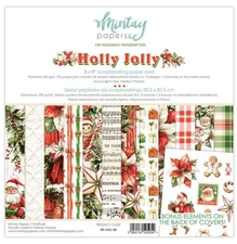 HOLLY JOLLY 8x8 Paper Pad Mintay Papers Scrapbook 24pcs + BONUS Motifs Christmas