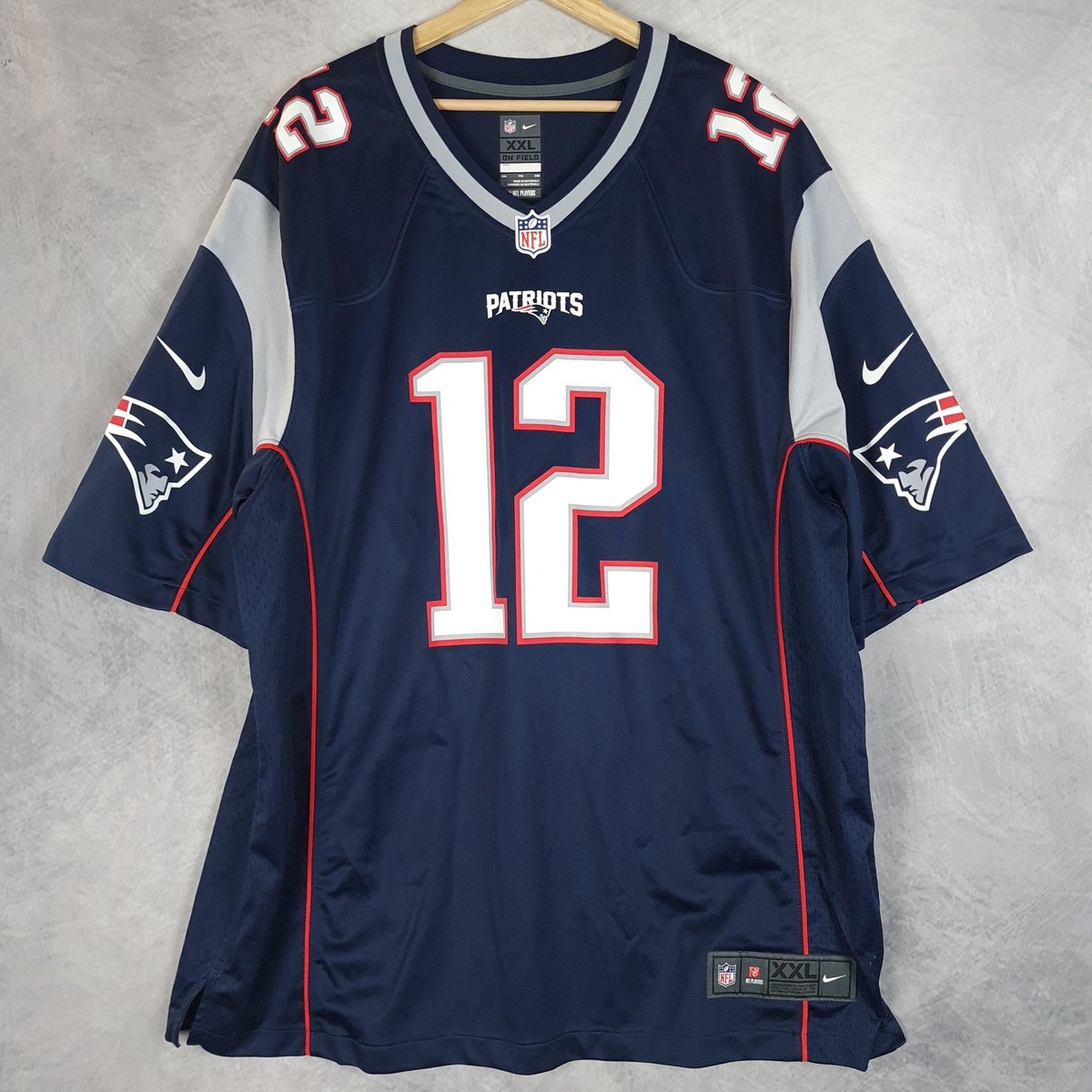 New England Patriots Jersey Mens 2XL Blue NFL Football Nike Tom