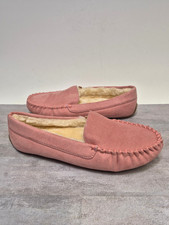 Floopi Women's Pink Lily Moccasin Faux Suede Slippers US Size 10