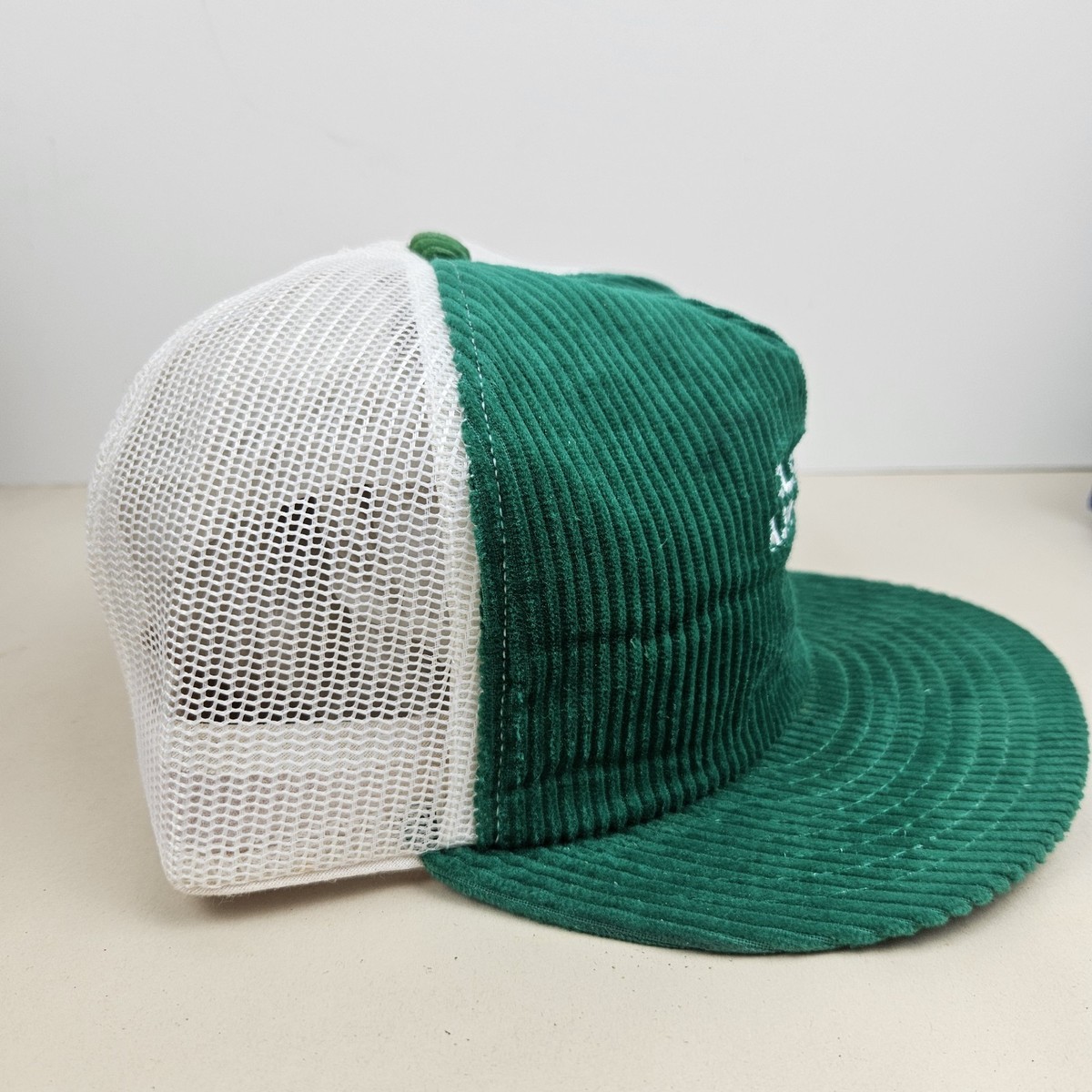 Vintage USA MADE Louisville MFG Corduroy Grace Olsen Farm Trucker Hat Snapback View 3