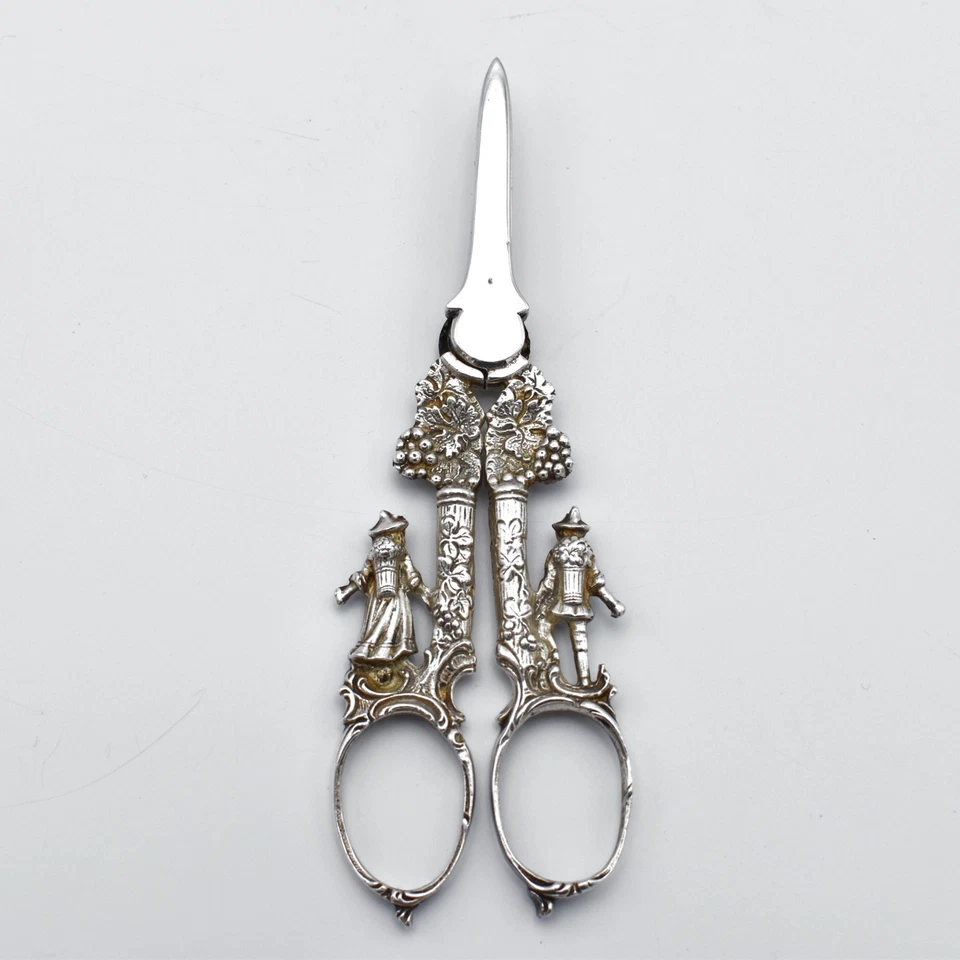 Tijeras de uva de plata de ley estilo georgiano Londres 1971 Foto 3 de 4