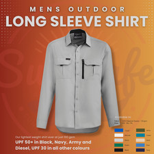 Mens Outdoor Long Sleeve Sun Safe Shirt Lightweight Fabric UPF Syzmik Workwear