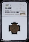 1887 1C Indian Head Cent NGC MS 63 BN