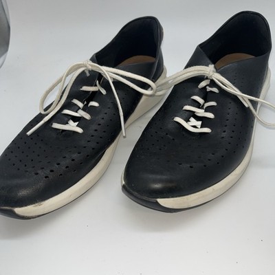 Clark s Shoes Wms 10 Un Rio Tie Black Perforated Leather For Airflow