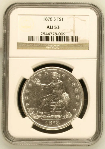 1878 S Silver Dollars Trade Dollars NGC AU-53