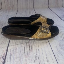 Donald J. Pliner Fifi Leather Sz 6 Platform Sandals Thong Metallic Python Print