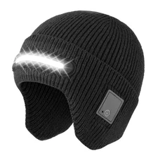 Unisex Beanie with LED Light, USB Rechargeable Headlamp Beanie, Winter Knitte...