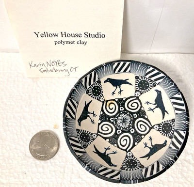 Yellow House Studio Handmade Polymer Clay Raven / Crow Pin Dish / Tray