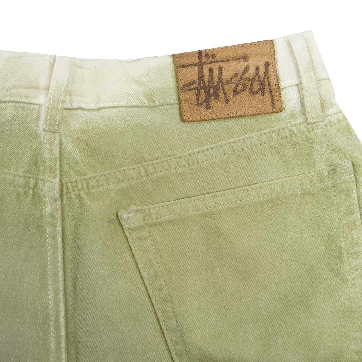 Stussy Big Ol Jean Spray Dye Wide Denim Pants Olive Color Stussy Big Ol Jean Spray Dye Wide Denim Pants Olive Color