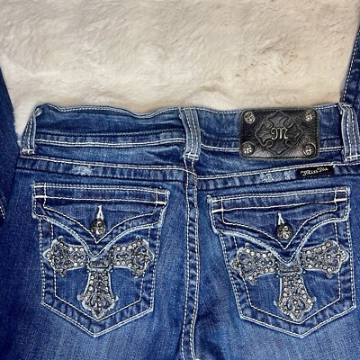 【Miss Me】刺繍ストレートデニムパンツ Miss Me Bootcut Light Wash Embellished Denim Jeans Size 7x25