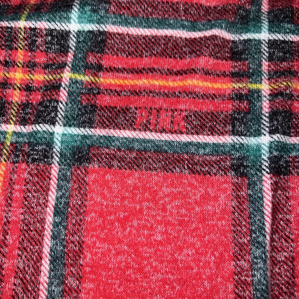 VICTORIA'S SECRET PINK COZY LONG SLEEVE SLEEP TEE PAJAMA TOP PJ LARGE Red Plaid- - Image 2 of 4