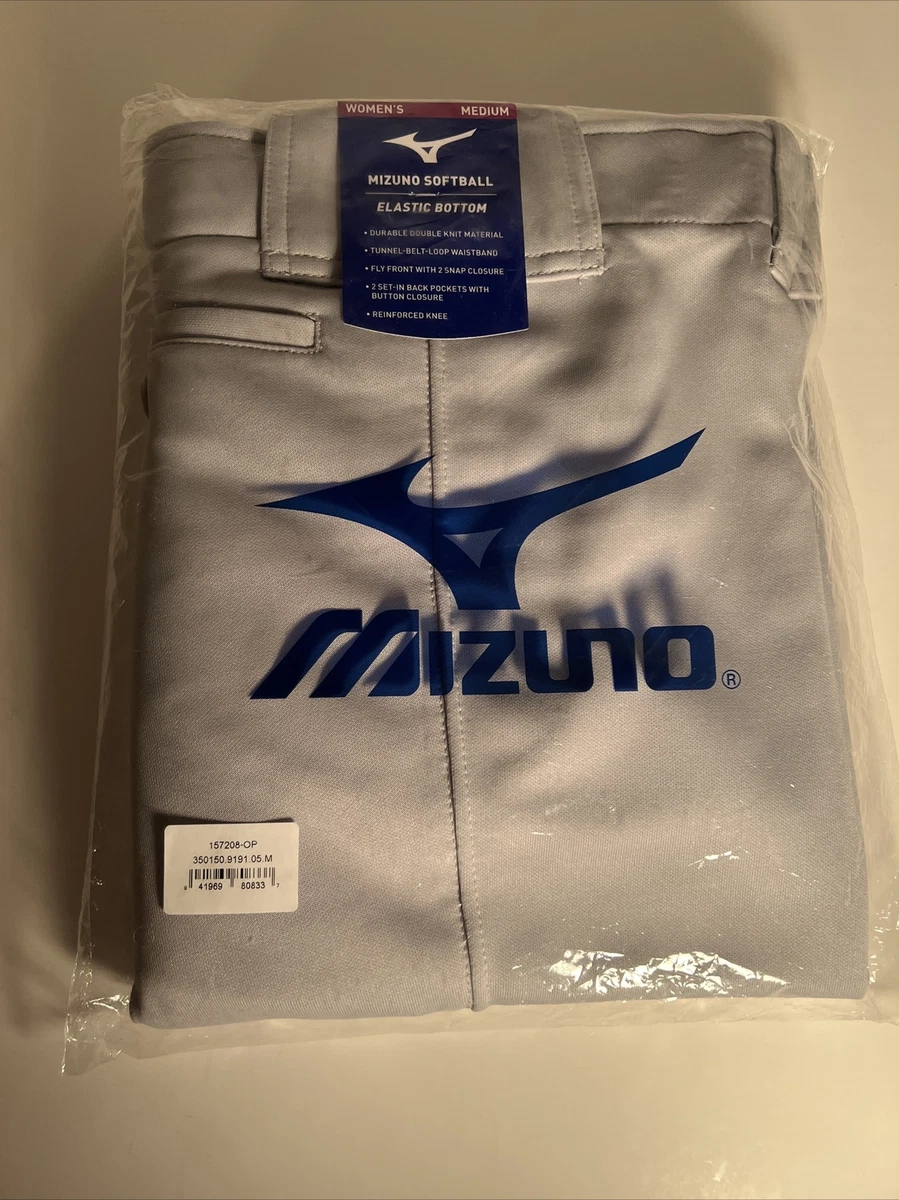 Mizuno Womens Pants Medium Charcoal Gray Softball Two Pockets Elastic Bottom