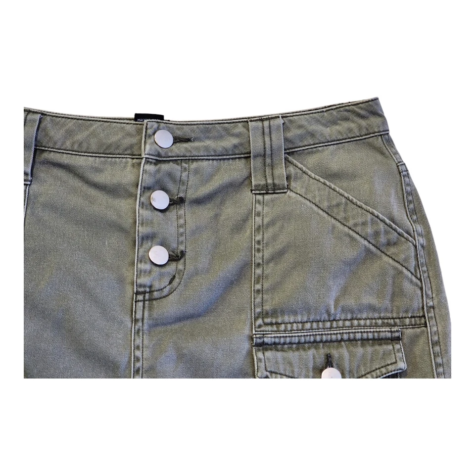 Falda Jean Moda International Verde Mujer Talla 8 30x16 Deshilachada Botón Mosca  Foto 2 de 4