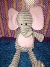VGUC-12  Chick Pea Elephant Plush Gray  Pink Corduroy Lovey Baby
