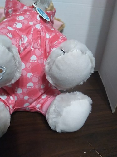 Build A Bear Promise Pets Brown + White Puppy Dog Plush w Pink Paw Print Hoodie - Picture 17 of 19