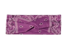 Purple Paisley Twisted Knot Cotton Wide Stretch Headband