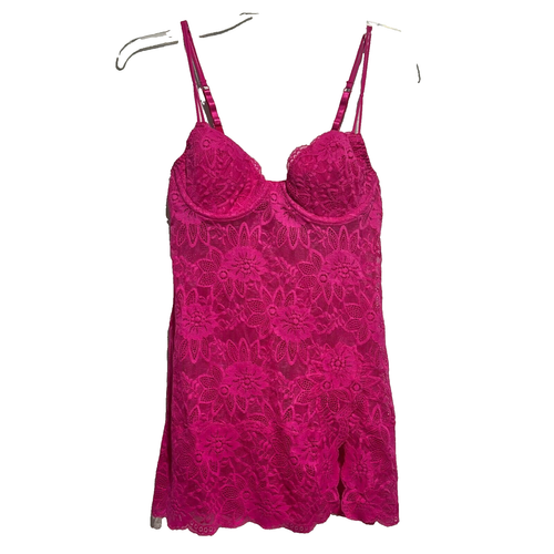 Set Lingerie Victoria's Secret – Soutien-gorge 34C Rouge Scintillant Dentelle + Baby-doll – 4 Pièces – Neuf Avec étiquettes