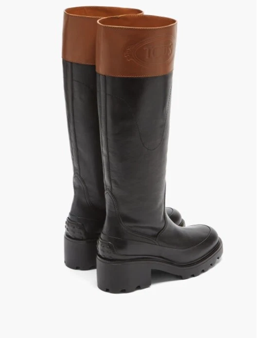 NUEVO EN CAJA CON BOLSA ANTIPOLVO Tod's Wagon 60mm Botas hasta la rodilla MARRÓN/NEGRO 7/7.5 Foto 3 de 3