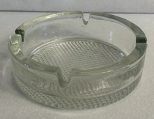 Vintage Heavy Mid-Century Modern Cut Glass Cigarette Cigar Ashtray 5.75" x 2.63"