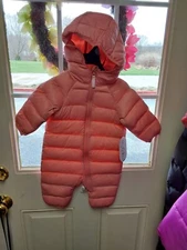 Nwt Wonder Nation Infant Girls Puffer Pram No Feet Salmon Pink 0/3m 3/6 M
