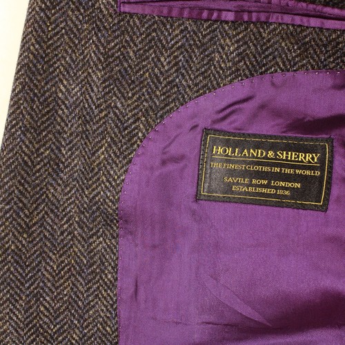 HOLLAND & SHERRY Dark Gray Indigo Herringbone Tweed Blazer Suit Coat Jacket 40XL - 第 3/11 張圖片