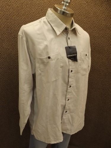 Deadstock NEW Upscale Class Consensus Light Brown Willow Microsuede LS Shirt XL - Picture 2 of 5