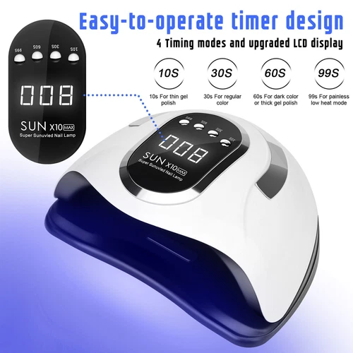 UV LED Nail Lamp 280W Dryer Gel Polish Light Manicure Salon Curing SUN X10 Max - Picture 4 of 14