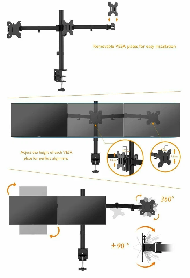 HOME OFFICE TRADING TRIPLE SCREEN SETUP BUNDLE  - 3 x 22" Full HD 1080p Monitors - Image 4 of 4