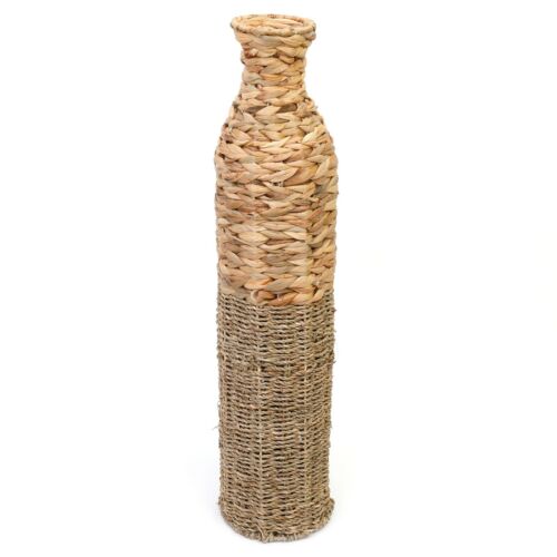Jarrón alto de bambú y pastos marinos tejidos naturales exhibición de hierba decorativa 65 cm - Imagen 4 de 4