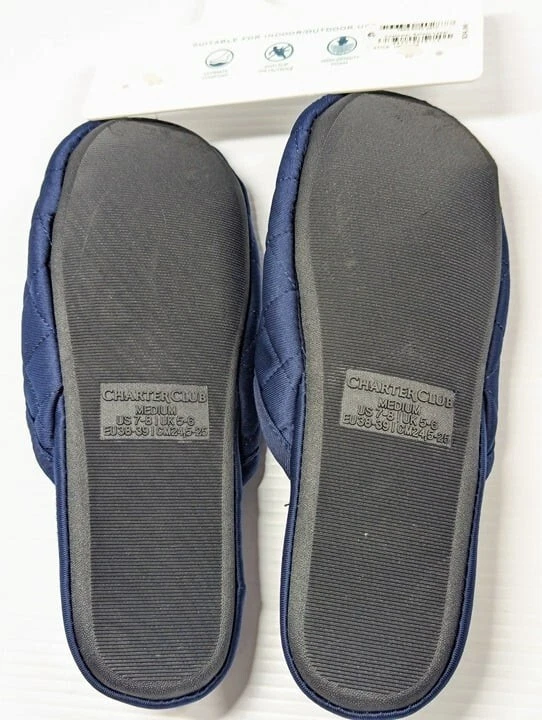 Charter Club 女式绗缝拖鞋靛蓝海码 M (7-8) MSRP 35 美元 — 第 4/4 张图片