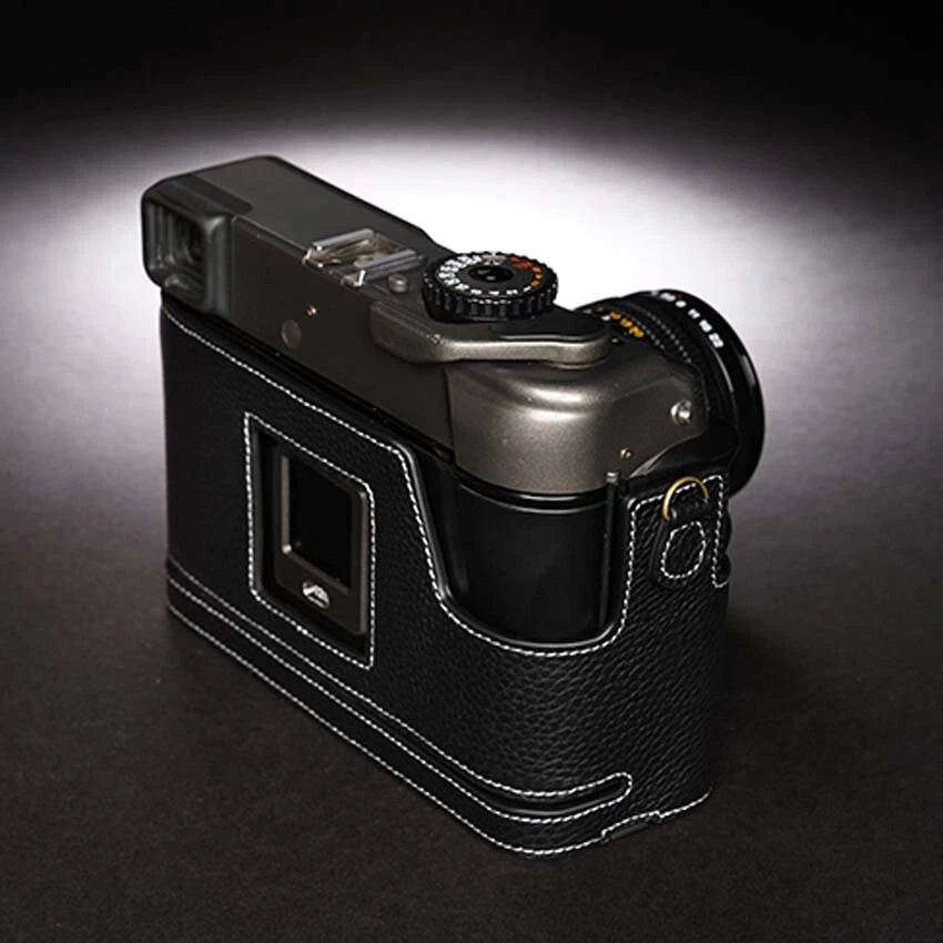 Funda de media cámara de cuero genuino hecha a mano para MAMIYA 7ii 6MF Foto 3 de 4