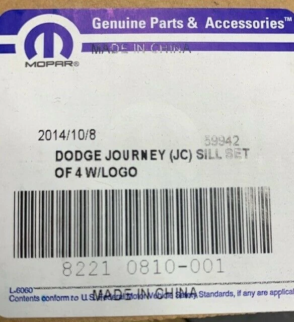 Kit de alféizar de entrada de puerta de viaje Dodge 2009-2012 82210810 - nuevo OEM Foto 3 de 3