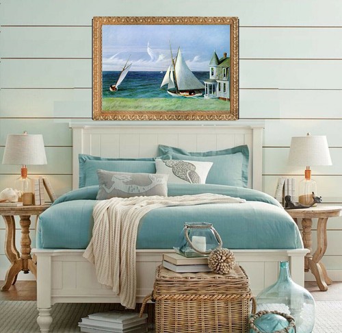 Edward Hopper LEE SHORE Ocean Oil Painting 24x36 Framed Canvas **SALE - Picture 3 of 5