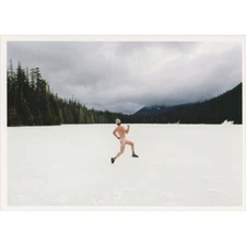 Streaker with Winter Hat Jogging Across Frozen Lake Box of 10 Christmas Cards
