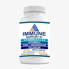 Vitamin D3 5000, K2, Vitamin C, Magnesium, Zinc, Selenium Immune Booster 120Caps