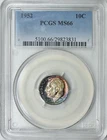 1952 Roosevelt Dime PCGS MS66 Blueberry Toning