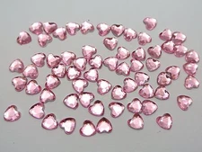 100 pcs Pink Acrylic Faceted Heart Flatback Rhinestone Gems 6mm