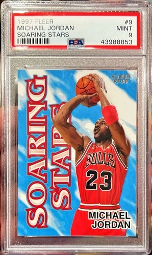1997-98 Fleer Michael Jordan Soaring Stars Basketball Insert Card #9 PSA 9 Mint