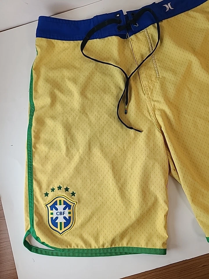 Pantalones cortos de tabla Hurley Phantom Brasil para hombre talla 30 amarillo verde spandex Foto 3 de 4