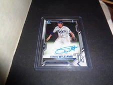Carson Williams 2021 Bowman Draft 1st Chrome Rookie Auto! RAYS STUD! CALLED UP!
