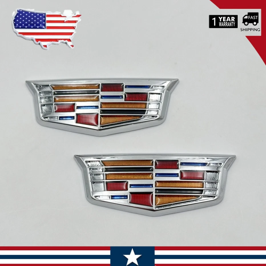 2x Silver 3D Fender Marker Body Badge Car Sport V Escalade CT5 CTS XT6 XTS SRX - Image 2 of 4