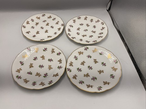 4 Vintage Czech Porcelain Trios Cup/Saucer/Side Plate Pink Roses Scallop Edge B - Picture 2 of 24