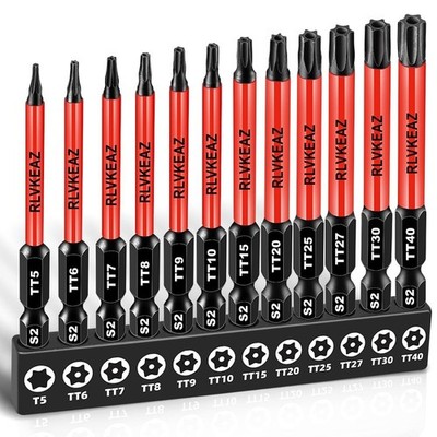 12-Piece Impact Security Torx Bit Set (T5-T40), 3-Inch Long S2 Steel... 