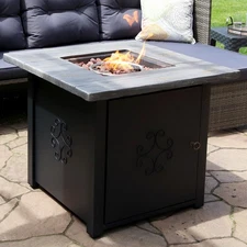 30 in Square MGO Propane Gas Fire Pit Table with Lava Rocks by Sunnydaze
