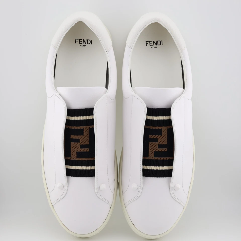 Tênis Fendi Rockoclick FF Zucca couro branco modelo 8E6852 UE 40 EUA 10 - Imagem 3 de 4