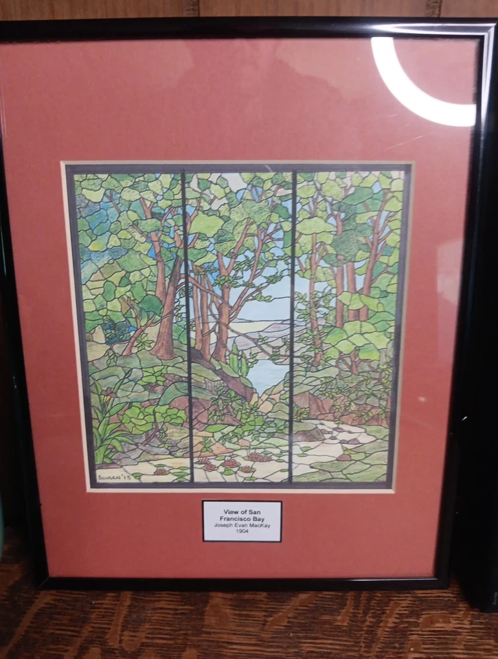 Sketches artist signed stain glass inspired 8×10" professionally framed Ausen 13 - Image 4 of 4