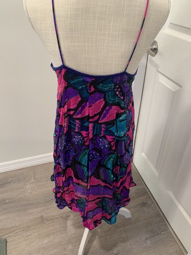 Vestido de cóctel de colección Judith Ann Creations con cuentas de seda 2 piezas años 80 lentejuelas talla S - Imagen 4 de 12