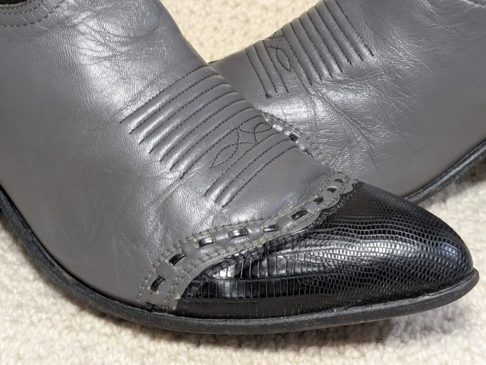 Botas Tony Lama De Colección 6.5 B Lagarto Piel Exótica Etiqueta Dorada 15" Punta de Ala EE. UU. 60S Foto 2 de 4